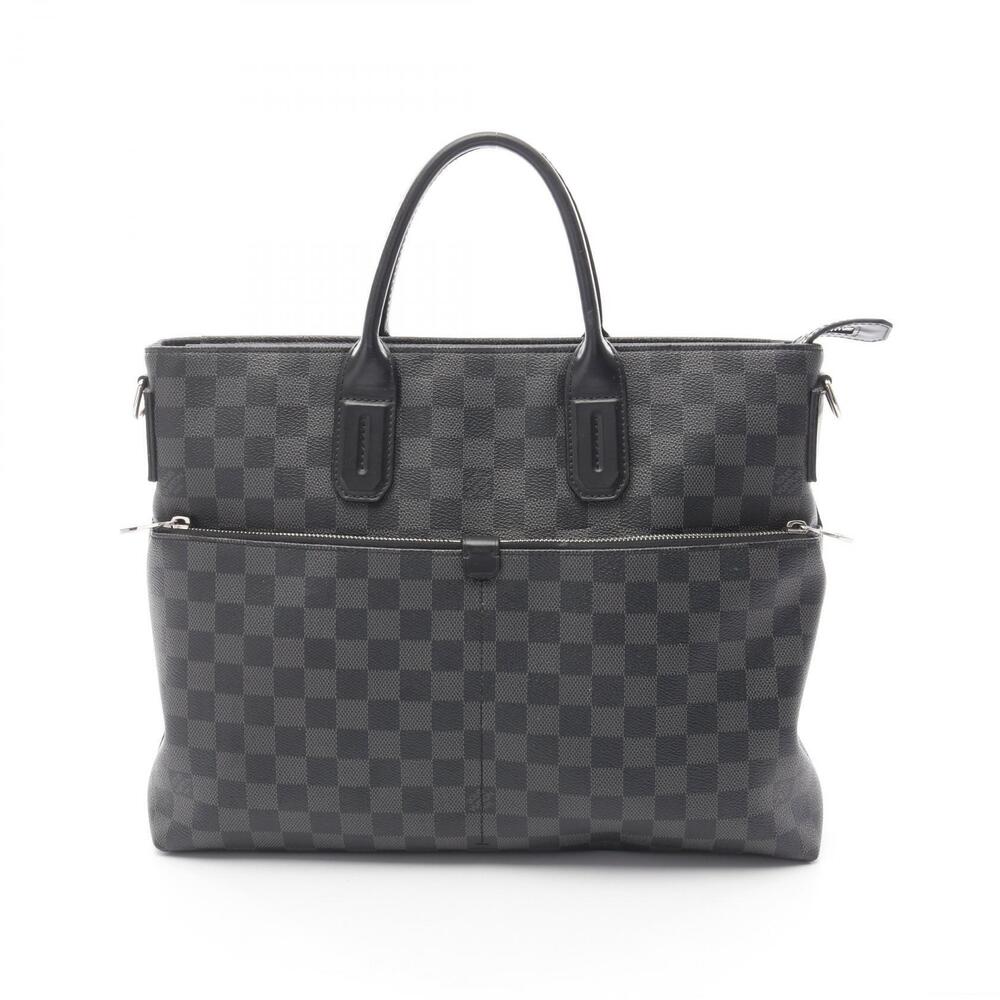 Louis Vuitton Briefcase Bag Canvas Leather Damier Graphite Black